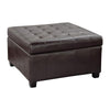 Cindy Storage Ottoman, 31 Inch Birch Wood, Brown Waffle Faux Leather