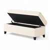 Rhya Storage Bench 50 Inch Button Tufted Plush Seat Soft Beige BM324479