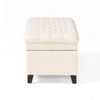 Rhya Storage Bench, 50 Inch Button Tufted Plush Seat, Soft Beige