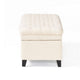 Rhya Storage Bench, 50 Inch Button Tufted Plush Seat, Soft Beige