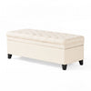 Rhya Storage Bench, 50 Inch Button Tufted Plush Seat, Soft Beige