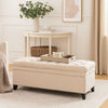 Rhya Storage Bench, 50 Inch Button Tufted Plush Seat, Soft Beige