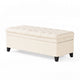 Rhya Storage Bench, 50 Inch Button Tufted Plush Seat, Soft Beige