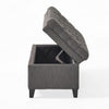 Rhya Storage Bench, 50 Inch Button Tufted Plush Seat, Soft Gray Fabric