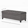 Rhya Storage Bench, 50 Inch Button Tufted Plush Seat, Soft Gray Fabric
