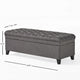 Rhya Storage Bench, 50 Inch Button Tufted Plush Seat, Soft Gray Fabric