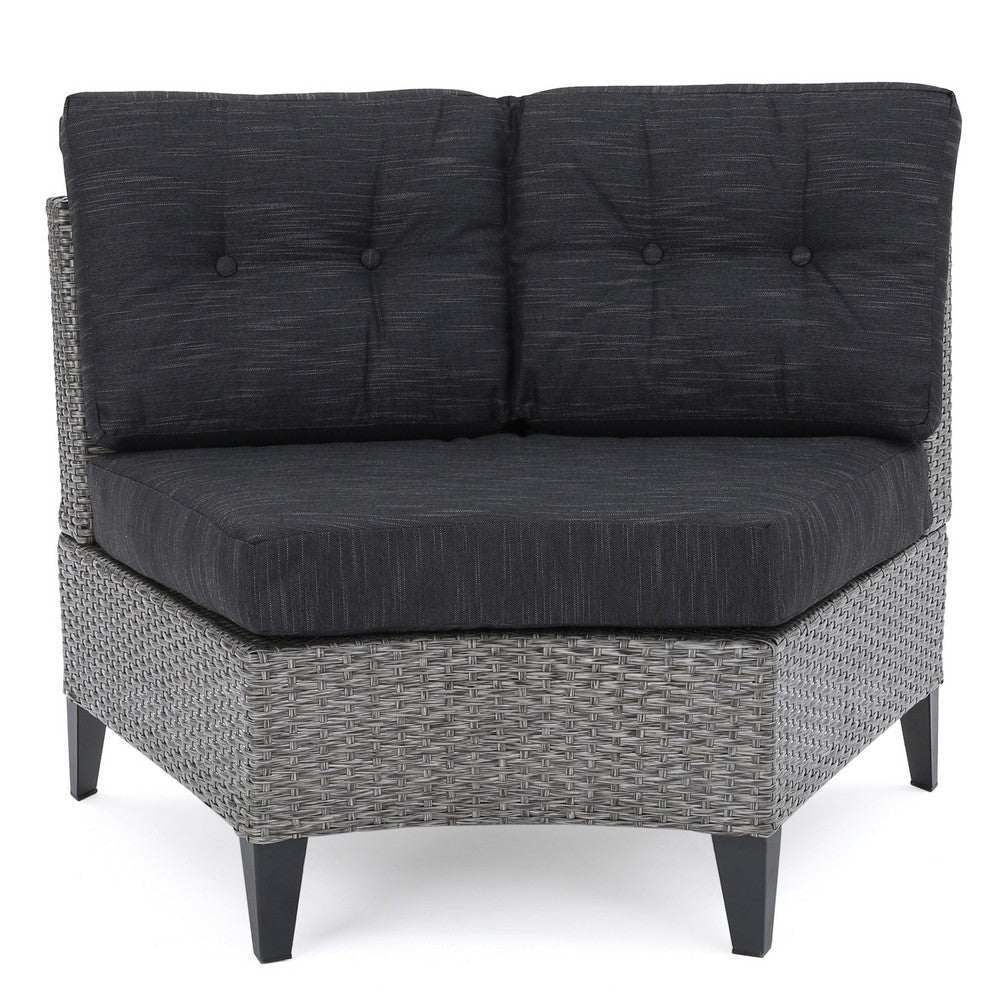 Modular Outdoor Corner Sofa Seat Set of 2 Rattan Wicker Weave Gray BM324481