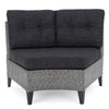 Modular Outdoor Corner Sofa Seat Set of 2, Rattan Wicker Weave, Gray