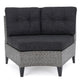 Modular Outdoor Corner Sofa Seat Set of 2, Rattan Wicker Weave, Gray