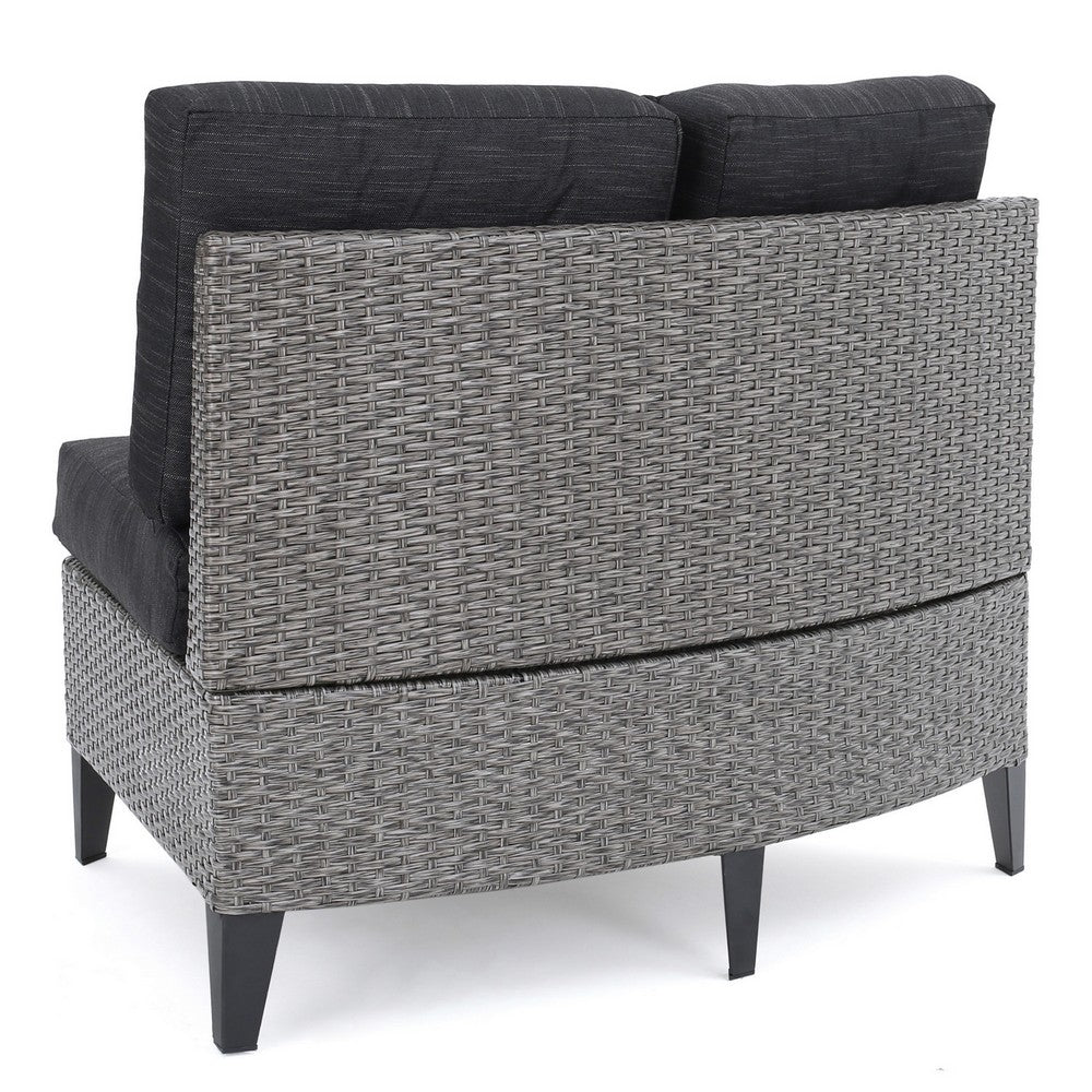 Modular Outdoor Corner Sofa Seat Set of 2, Rattan Wicker Weave, Gray