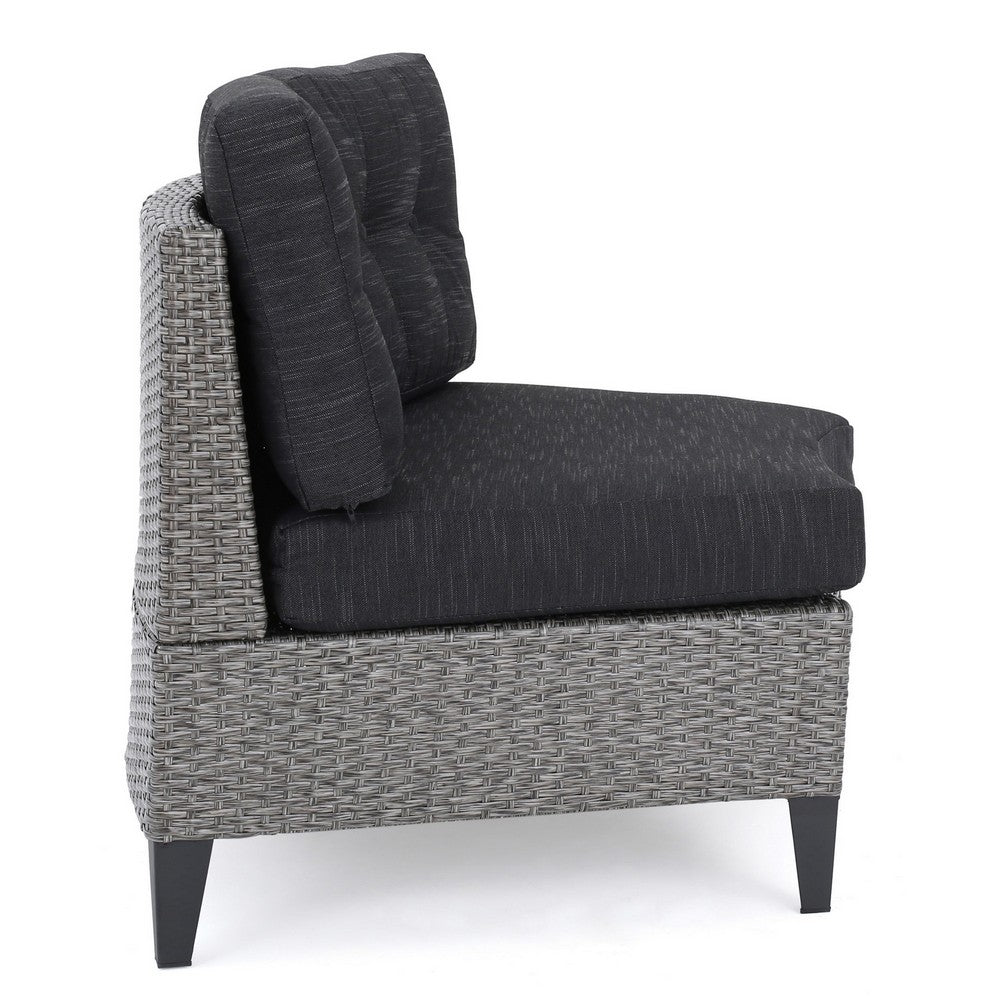 Modular Outdoor Corner Sofa Seat Set of 2, Rattan Wicker Weave, Gray