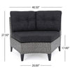 Modular Outdoor Corner Sofa Seat Set of 2, Rattan Wicker Weave, Gray
