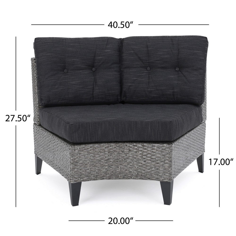 Modular Outdoor Corner Sofa Seat Set of 2, Rattan Wicker Weave, Gray