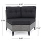 Modular Outdoor Corner Sofa Seat Set of 2, Rattan Wicker Weave, Gray