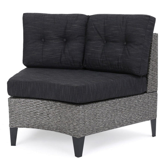 Modular Outdoor Corner Sofa Seat Set of 2, Rattan Wicker Weave, Gray