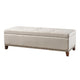 Nancy Storage Ottoman Bench 51 Inch Beige Fabric Brass Nailhead Trim BM324482