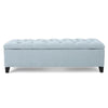 Elias Storage Ottoman Bench 51 Inch Blue Button Tufted Seat Black BM324483
