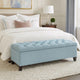 Elias Storage Ottoman Bench, 51 Inch Blue, Button Tufted Seat, Black