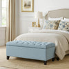 Elias Storage Ottoman Bench, 51 Inch Blue, Button Tufted Seat, Black