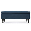 Kiyo Storage Ottoman Bench 41 Inch Button Tufted Navy Blue Fabric BM324484