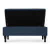 Kiyo Storage Ottoman Bench 41 Inch Button Tufted Navy Blue Fabric BM324484