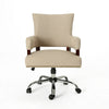 Lini Rolling Office Chair Beige Nailhead Trim Swivel Chrome Metal BM324487