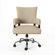 Lini Rolling Office Chair Beige Nailhead Trim Swivel Chrome Metal BM324487