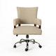 Lini Rolling Office Chair, Beige, Nailhead Trim, Swivel, Chrome Metal