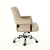 Lini Rolling Office Chair Beige Nailhead Trim Swivel Chrome Metal BM324487
