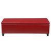 Elias Storage Ottoman Bench, 51 Inch Plush Cherry Red Faux Leather