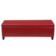Elias Storage Ottoman Bench, 51 Inch Plush Cherry Red Faux Leather