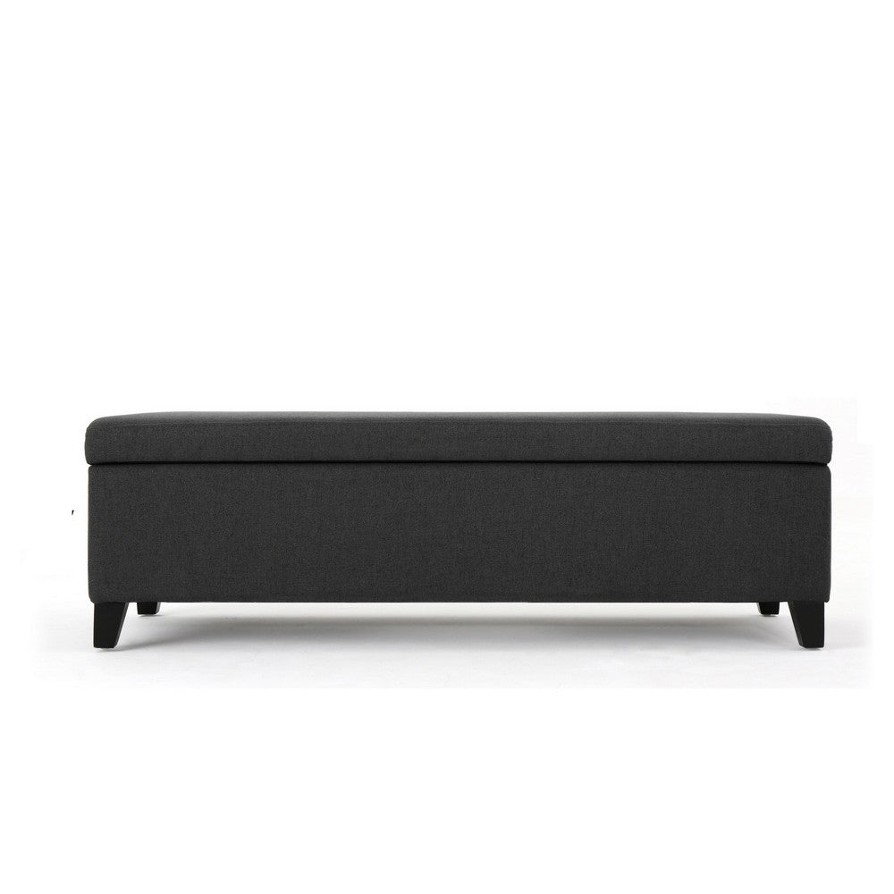 Harry Storage Ottoman Bench, 51" Classic Dark Gray Fabric, Birch Wood