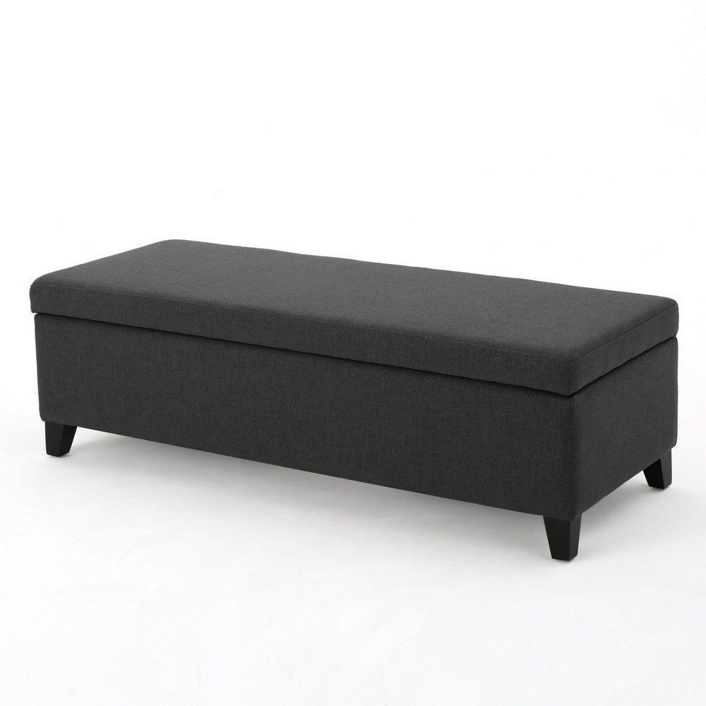 Harry Storage Ottoman Bench, 51" Classic Dark Gray Fabric, Birch Wood