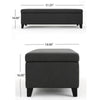 Harry Storage Ottoman Bench, 51" Classic Dark Gray Fabric, Birch Wood