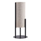Modern Table Lamp, Upright Beige Linen Drum Shade, Black Metal 22"