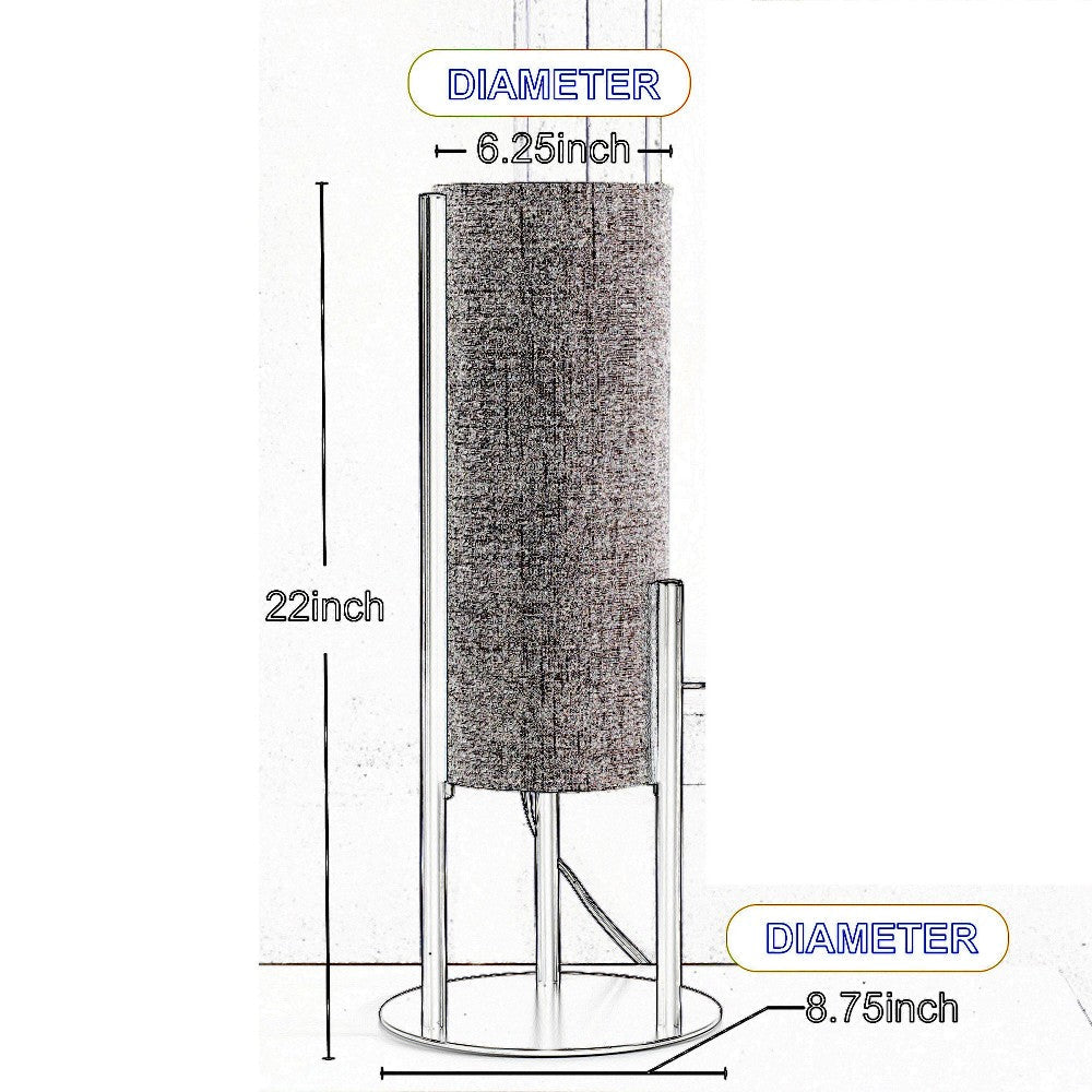 Modern Table Lamp Upright Beige Linen Drum Shade Black Metal 22’’ BM324492