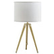 Kera Table Lamp, White Drum Shade, Classic Brass Gold Tripod Base 39"