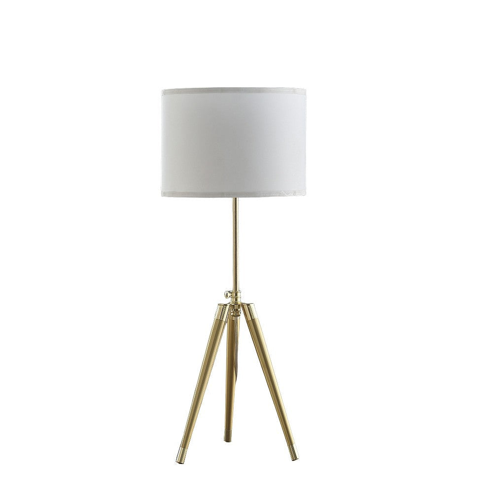 Kera Table Lamp White Drum Shade Classic Brass Gold Tripod Base 39’’ BM324493