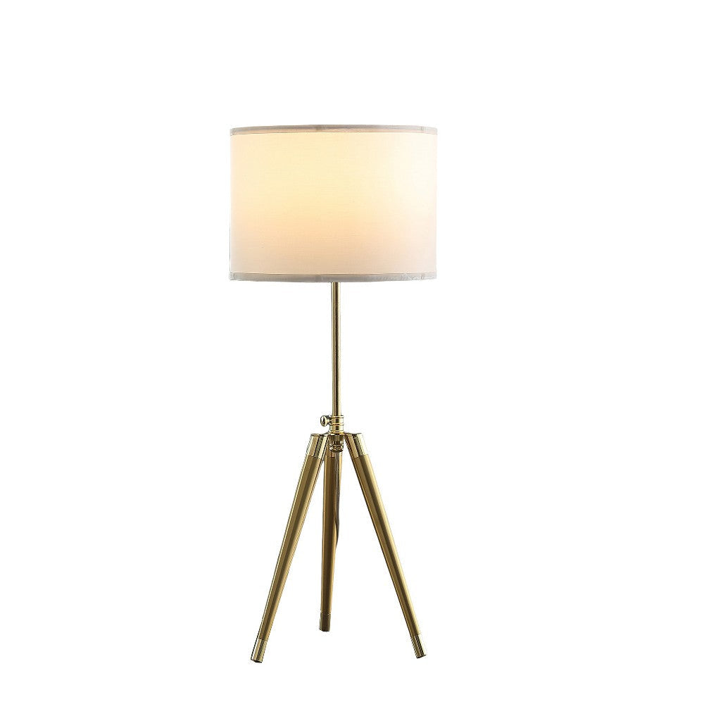 Kera Table Lamp White Drum Shade Classic Brass Gold Tripod Base 39’’ BM324493