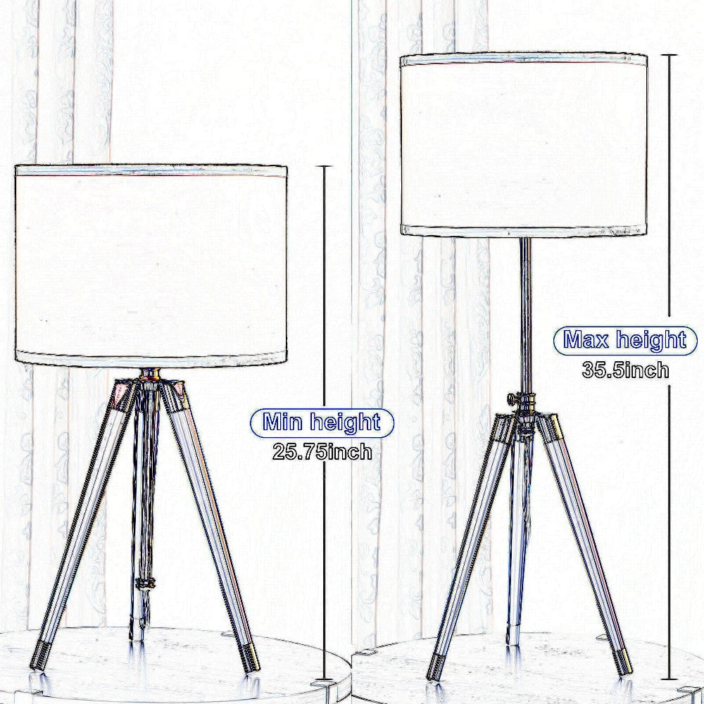 Kera Table Lamp White Drum Shade Classic Brass Gold Tripod Base 39’’ BM324493