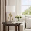 Kera Table Lamp, White Drum Shade, Classic Brass Gold Tripod Base 39"