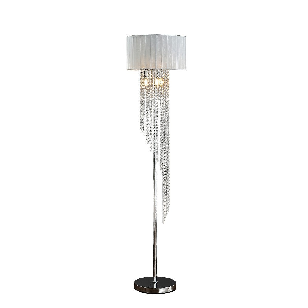 Mero Floor Lamp Suspended Crystal Rain Chains White Shade 66’’ BM324495