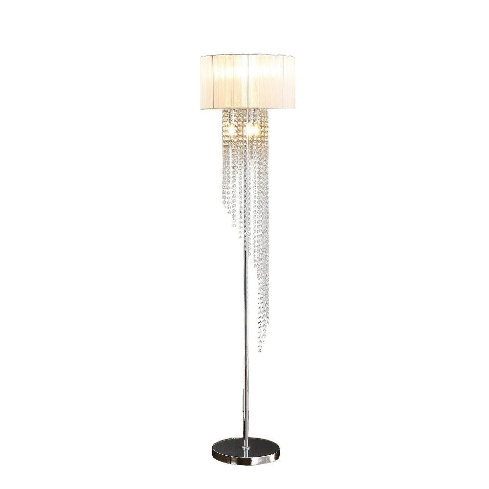 Mero Floor Lamp Suspended Crystal Rain Chains White Shade 66’’ BM324495