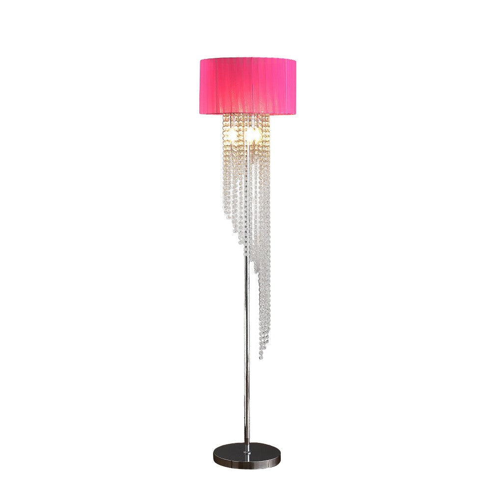 Mero Floor Lamp Suspended Crystal Rain Chains Modern Pink Shade 53’’ BM324496