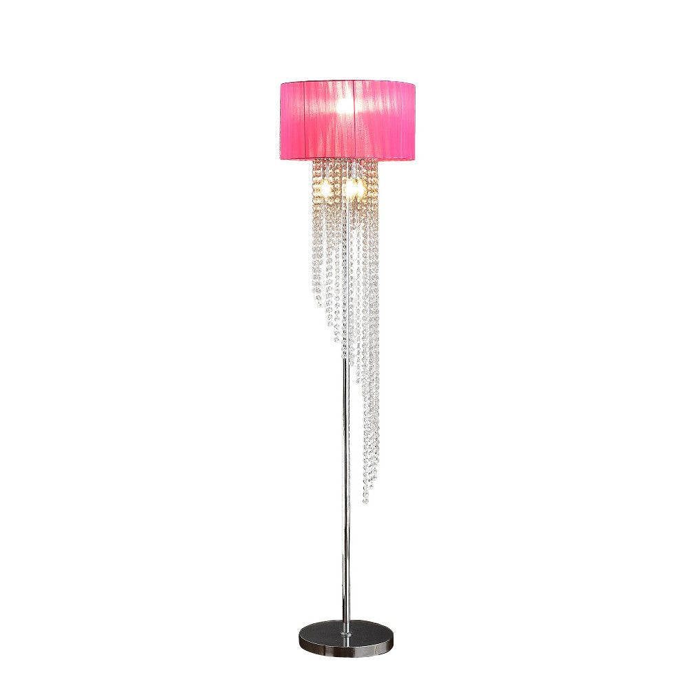 Mero Floor Lamp Suspended Crystal Rain Chains Modern Pink Shade 53’’ BM324496
