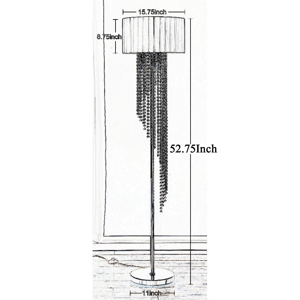 Mero Floor Lamp Suspended Crystal Rain Chains Modern Pink Shade 53’’ BM324496