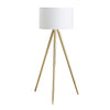 Kera Floor Lamp, White Drum Shade, Modern Brass Gold Tripod Base 64"