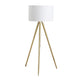 Kera Floor Lamp, White Drum Shade, Modern Brass Gold Tripod Base 64"