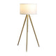 Kera Floor Lamp White Drum Shade Modern Brass Gold Tripod Base 64’’ BM324497