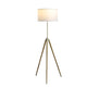 Kera Floor Lamp White Drum Shade Modern Brass Gold Tripod Base 64’’ BM324497